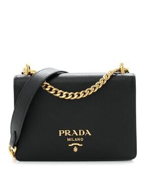 Prada Saffiano Chain Shoulder Bag Black #305321P12B